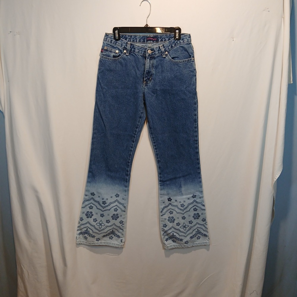 VTG Cyclone Girl 90s/2000s Y2K Rare HTF Bleached Indian design bootcut jeans